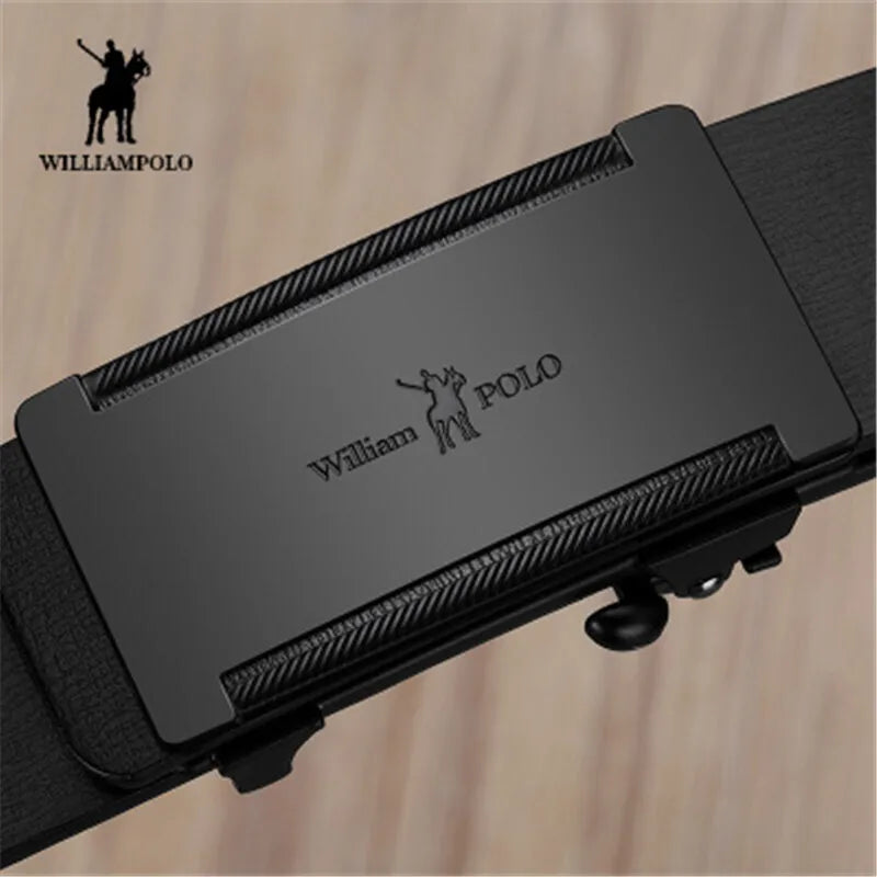 WilliamPolo Men's Luxury Leather Belt with Metal Buckle┃MB398