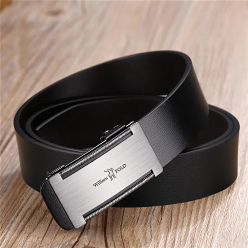 WilliamPolo Men's Luxury Leather Belt with Metal Buckle┃MB398