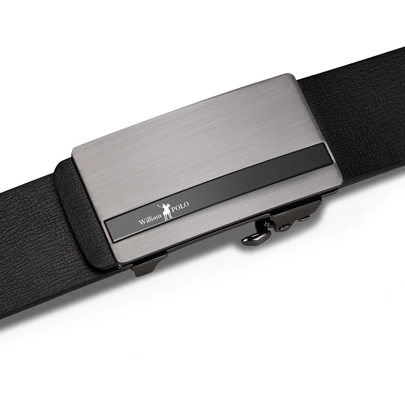 WilliamPolo Men's Luxury Leather Belt with Metal Buckle┃MB398