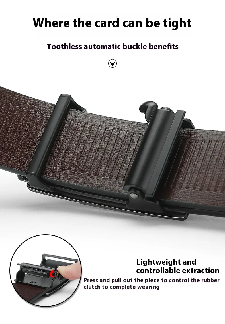 OYIFAN Men’s Automatic Leather Ratchet Belt – Adjustable & Stylish┃MB399