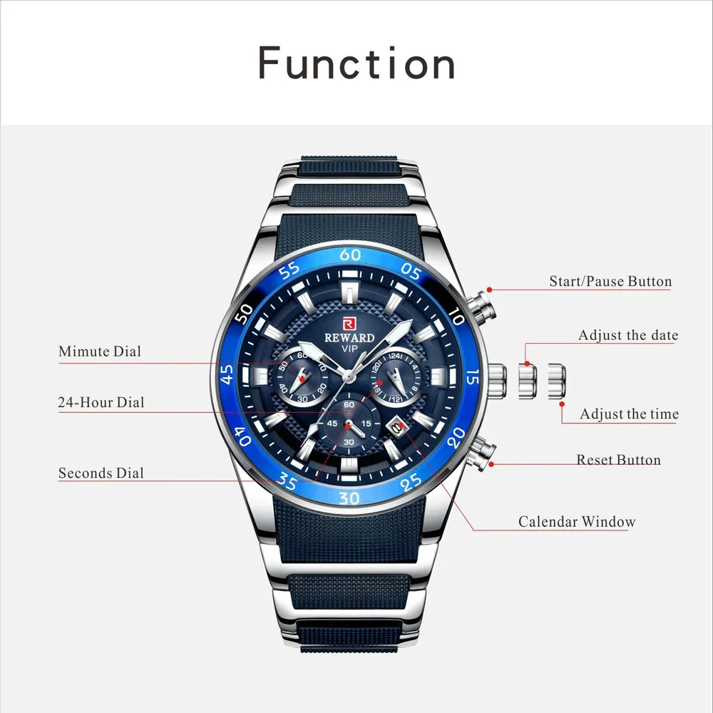 Luxury Man Watch Reward- (Rose Gold-Black Dial)