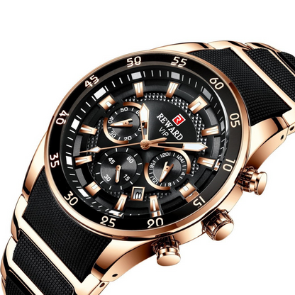 Luxury Man Watch Reward- (Rose Gold-Black Dial)