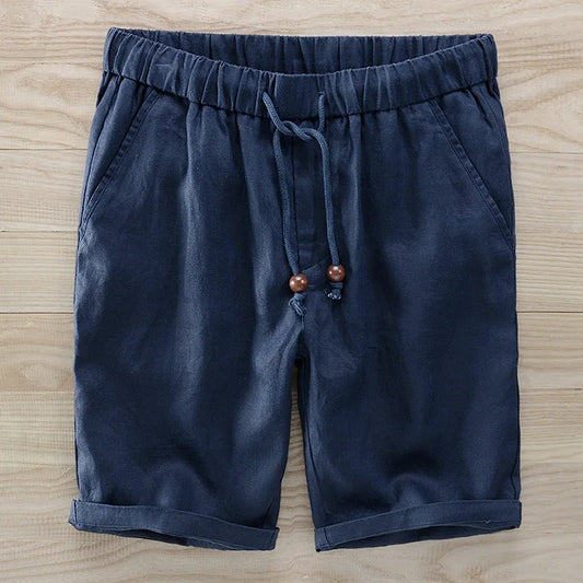 Suehaiwe Men's 100% Linen Casual Shorts - Loose Fit, Elastic Waist┃MS398