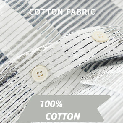 Men's Casual Striped Cotton Shirt with Big Pockets┃MSH299