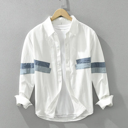 Men's Cotton Patchwork Long Sleeve Shirt – Casual Style┃MSH297