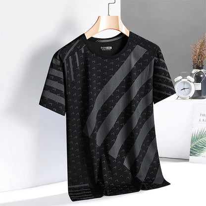 Black Quick Dry Men's Gym Tee - 3XL Summer Top┃MTSH305