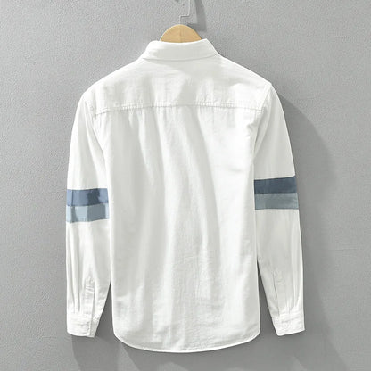 Men's Cotton Patchwork Long Sleeve Shirt – Casual Style┃MSH297