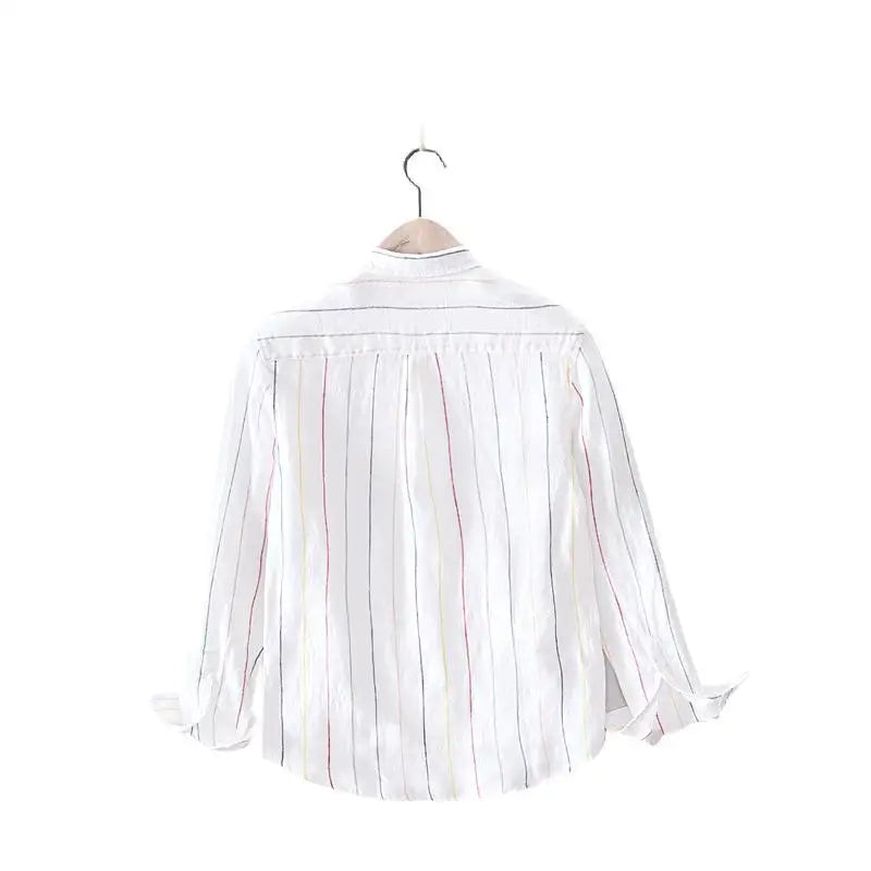 Men's 100% Linen Striped Shirt – Business Casual & Lightweight┃MSH292