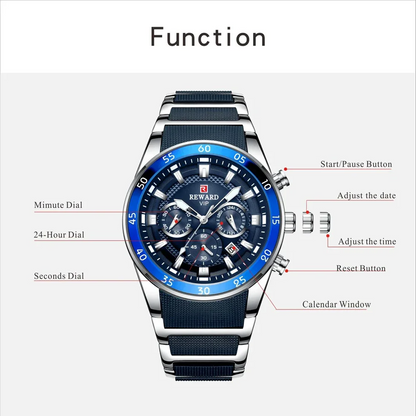 Luxury Man Watch Reward- (Rose Gold-Black Dial)