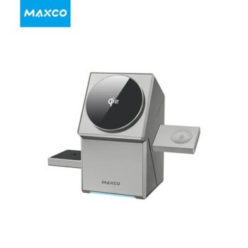 MAXCO Qi2 3-in-1 Wireless charger with Auto-Rotating Phone Dock compatible with MagSafe