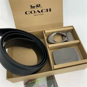 Coach Men’s Cut to Size Reversible Leather Belt 2 Buckles