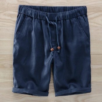 Suehaiwe Men's 100% Linen Casual Shorts - Loose Fit, Elastic Waist┃MS398
