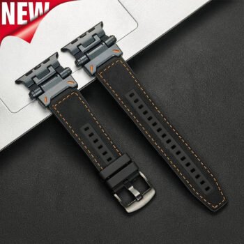 Luxury Leather Silicone Apple Watch Band - Ultra 2 & Series 9-4 | WS914