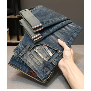 Vintage Blue Men's Washed Jeans - Casual Pencil Pants┃MP300