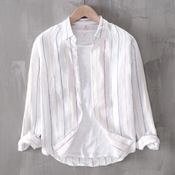 Men's 100% Linen Striped Shirt – Business Casual & Lightweight┃MSH292