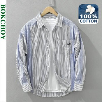 Men's Spring Striped Cotton Shirt - Casual Streetwear┃MSH304
